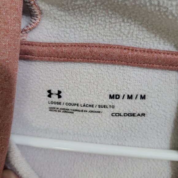 Under Armour Womens Med Fleece Chenille logo Hoodie Fractal Pink Light Heather - Picture 4 of 9